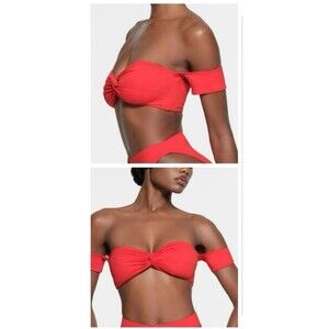 SKIMS Signature Swim Off The Shoulder Bikini Top Ruby Red